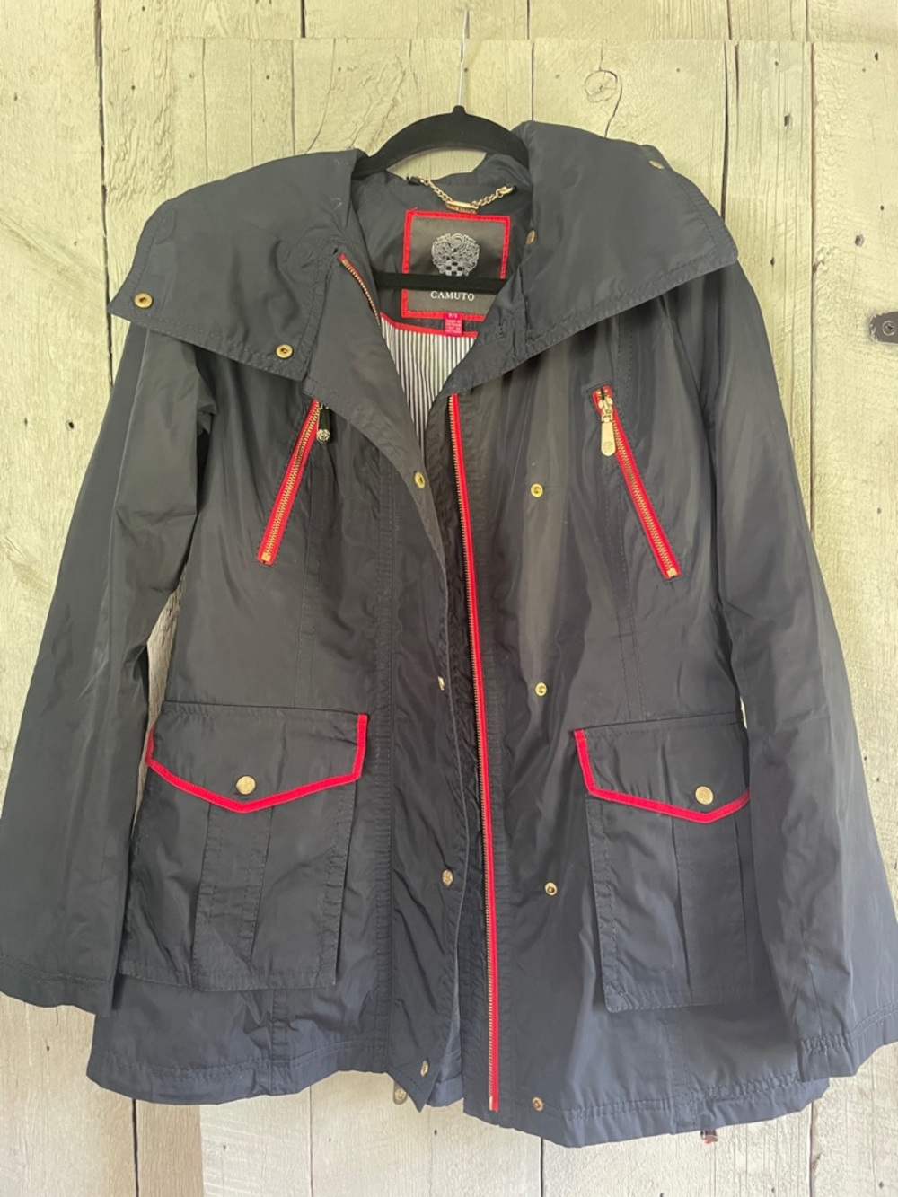 Vince Camuto Navy Utility Jacket with Red Trim